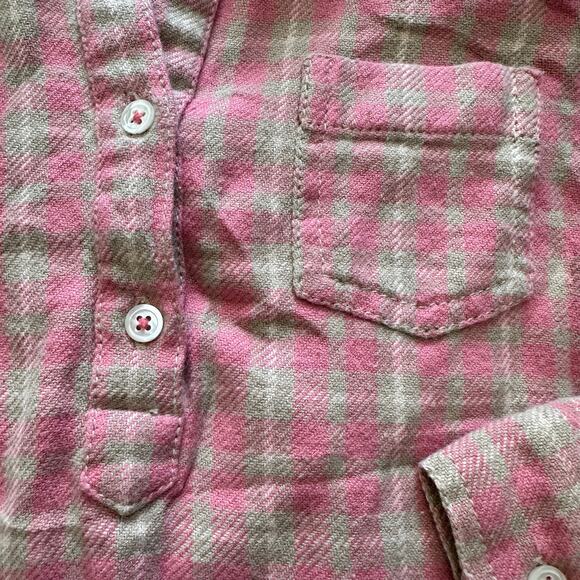 Peek Girls Pink Plaid Flannel Henley Pullover - Size 6/7 - Picture 3 of 4